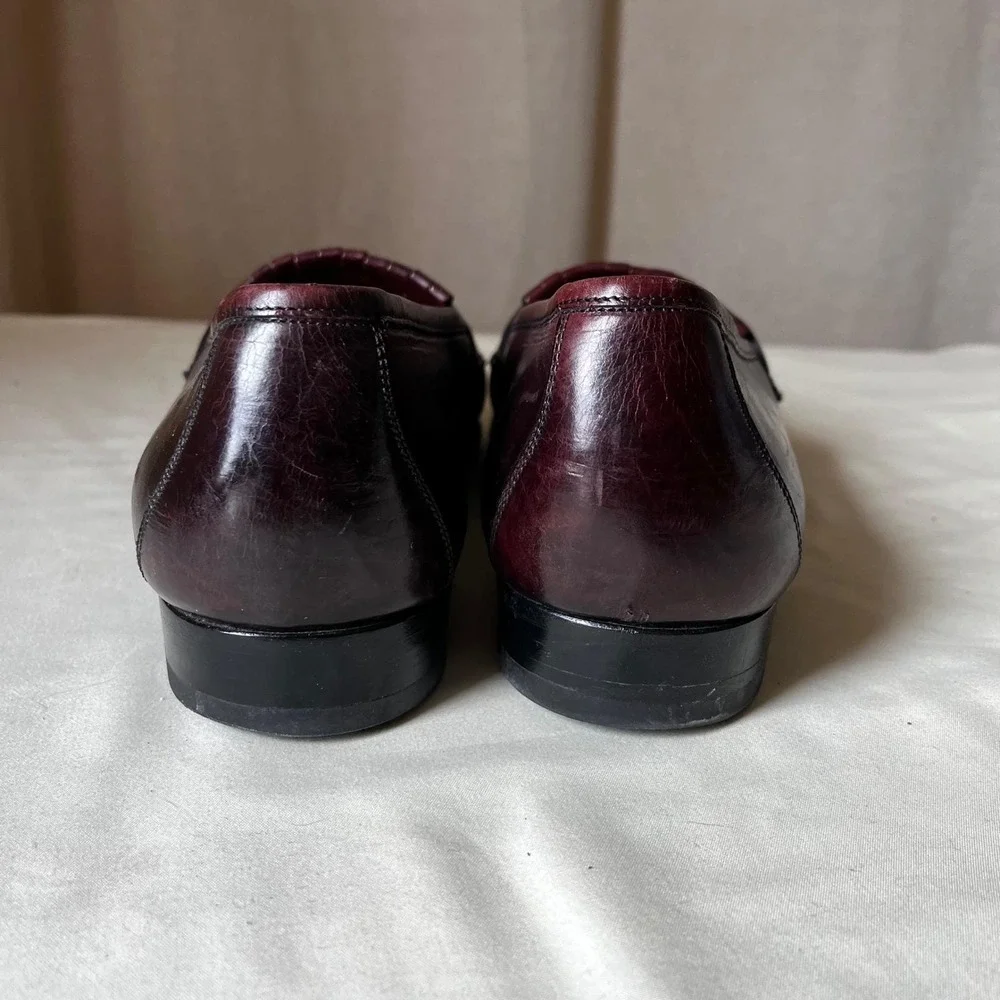 Johnston & Murphy Tassel Loafers Burgundy‎ Leather Italy 10.5 M Classic